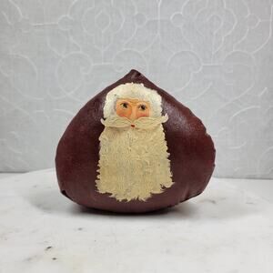 VINTAGE Santa Claus Plush 3" Red Hand Made Stuffed Christmas Decor Signed 1994